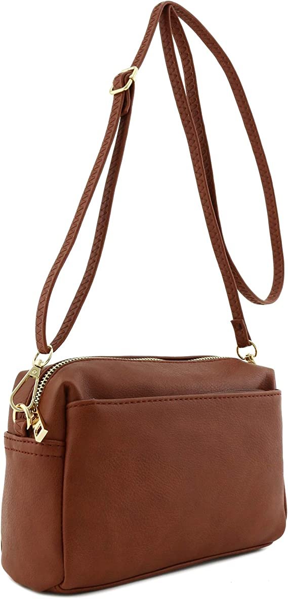 Triple Zip Small Crossbody Bag