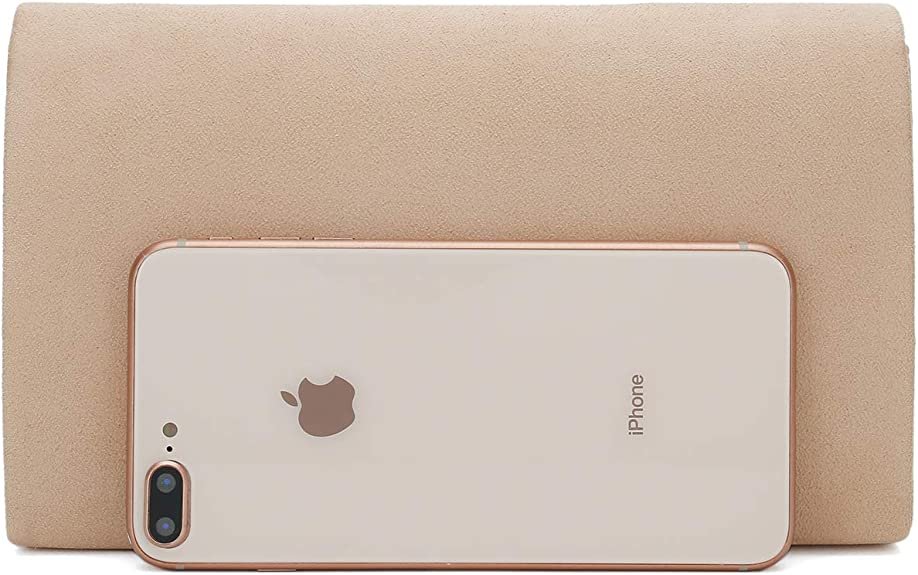 Faux Suede Clutch Bag Elegant Metal Binding Evening Purse