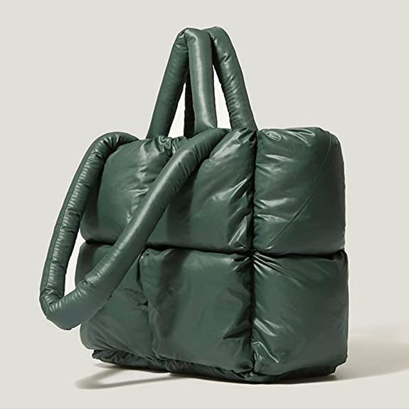 Women Quilted Puffy Handbag Light Winter Down Cotton Padded Shoulder Bag