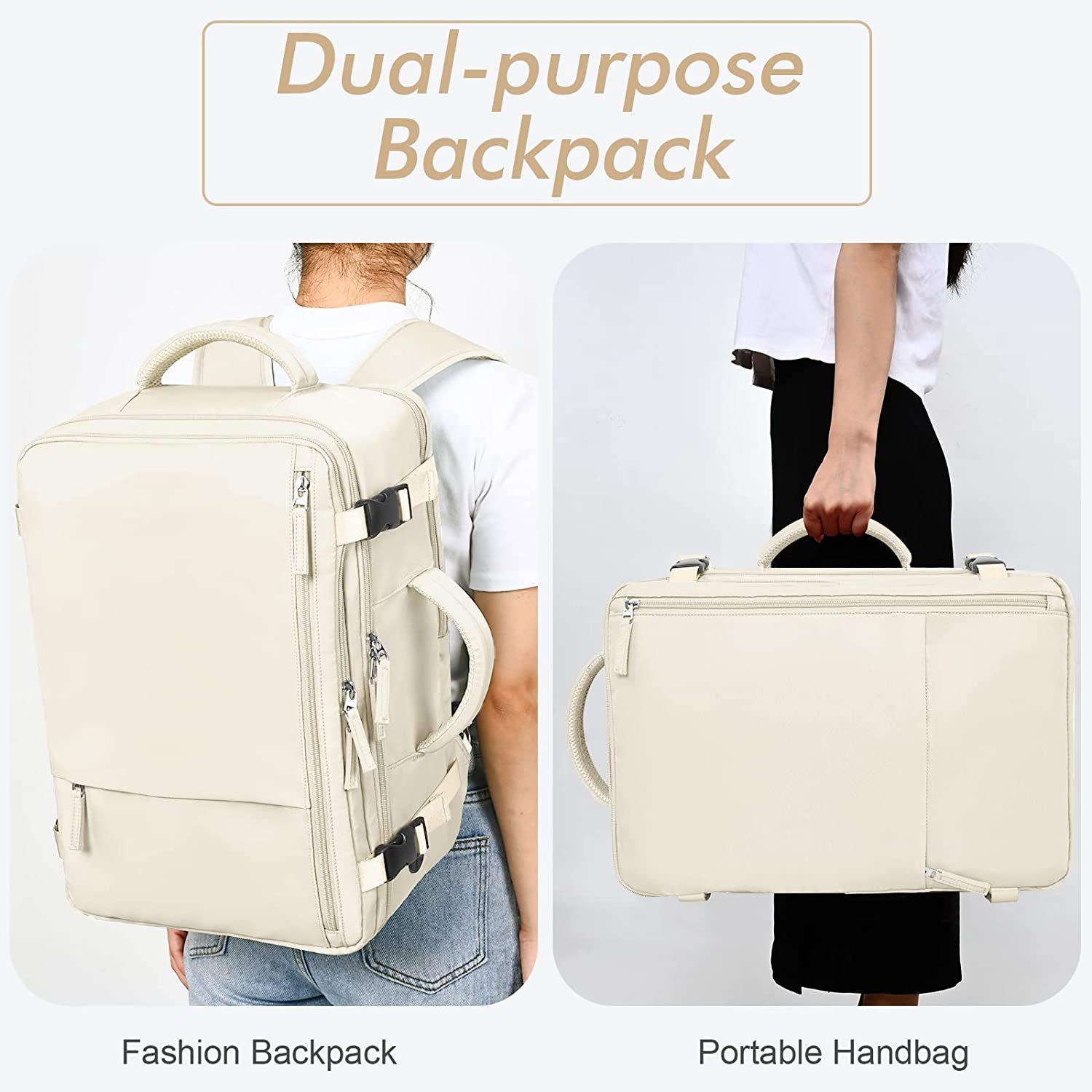 Travel Backpack for Men Women,Beige
