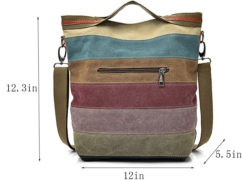 Womens Shoulder Bags Canvas Hobo Handbags Multi-Color Casual Messenger Bag