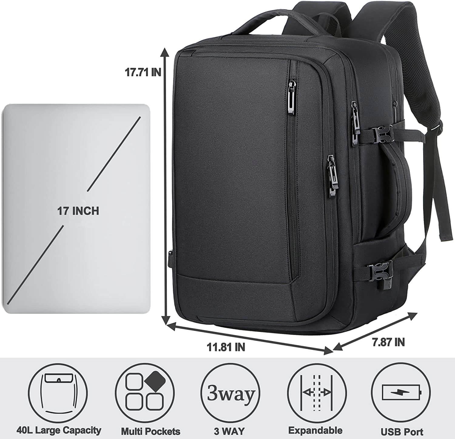 Travel Backpack for Women Men , 40L Extra Large Carry on Backpack